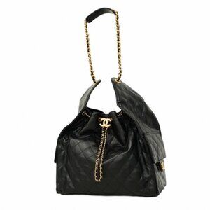 Chanel Shoulder Bag Chain 25 Calfskin Black, MEDIUM - COA included